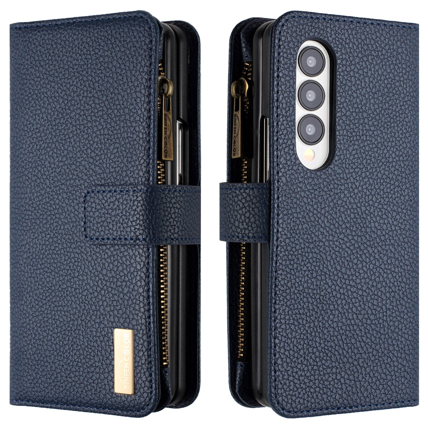 BINFEN COLOR kapsa na zip PU kožené pouzdro pro Samsung Galaxy Z Fold4 5G stojánek na peněženku Litchi Texture Kryt telefonu BINFEN COLOR kapsa na zip PU kožené pouzdro pro Samsung Galaxy Z Fold4 5G stojánek na peněženku Litchi Texture Kryt telefonu
